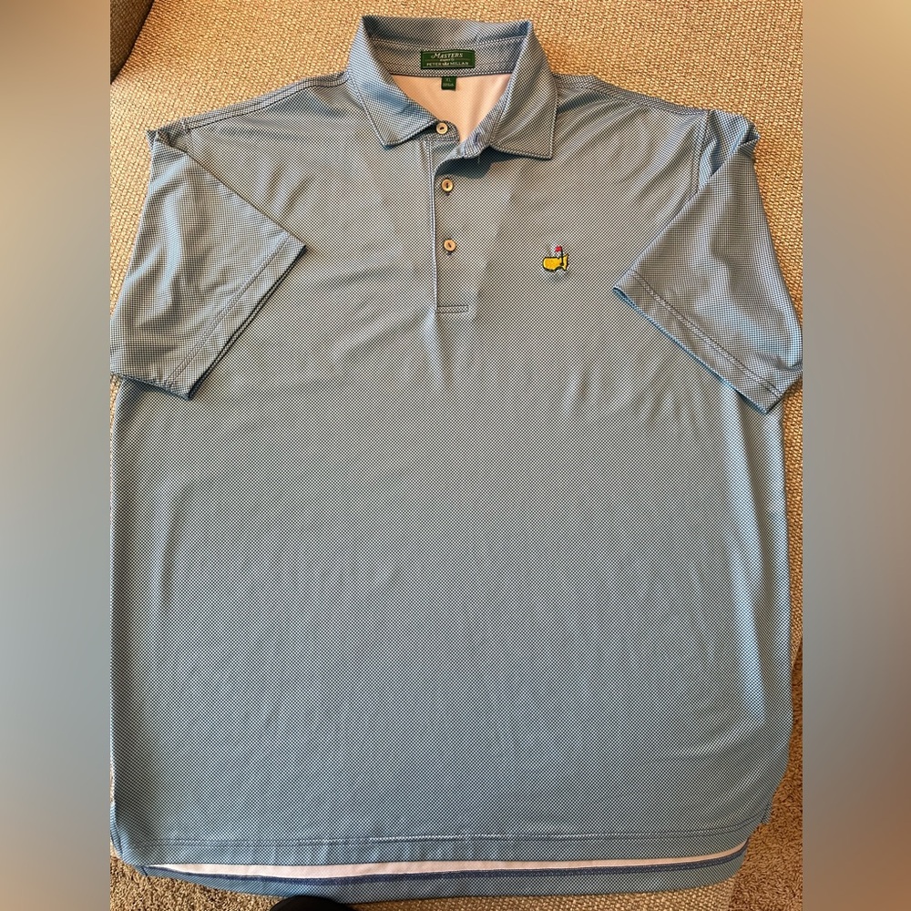 Peter Millar Masters Light Blue Checkered Golf Polo - Picture 2 of 5